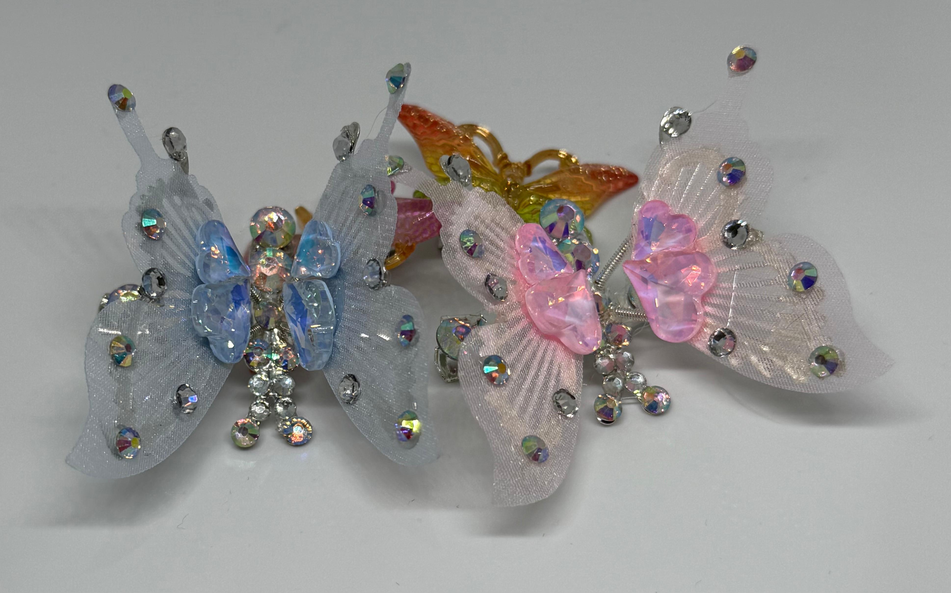 Single Rhinestone Butterfly Clip