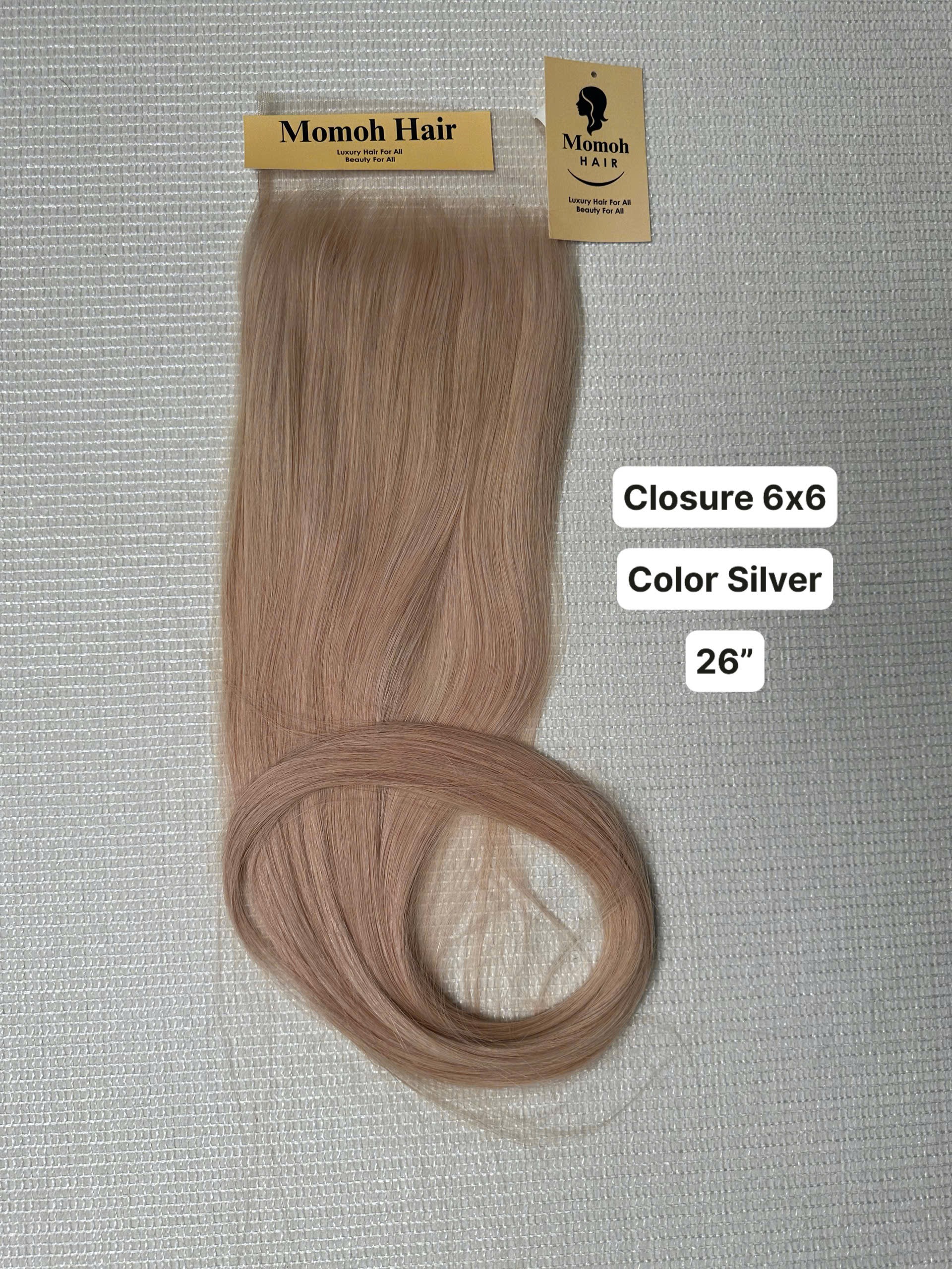 Raw Straight Closure 6x6 Silver